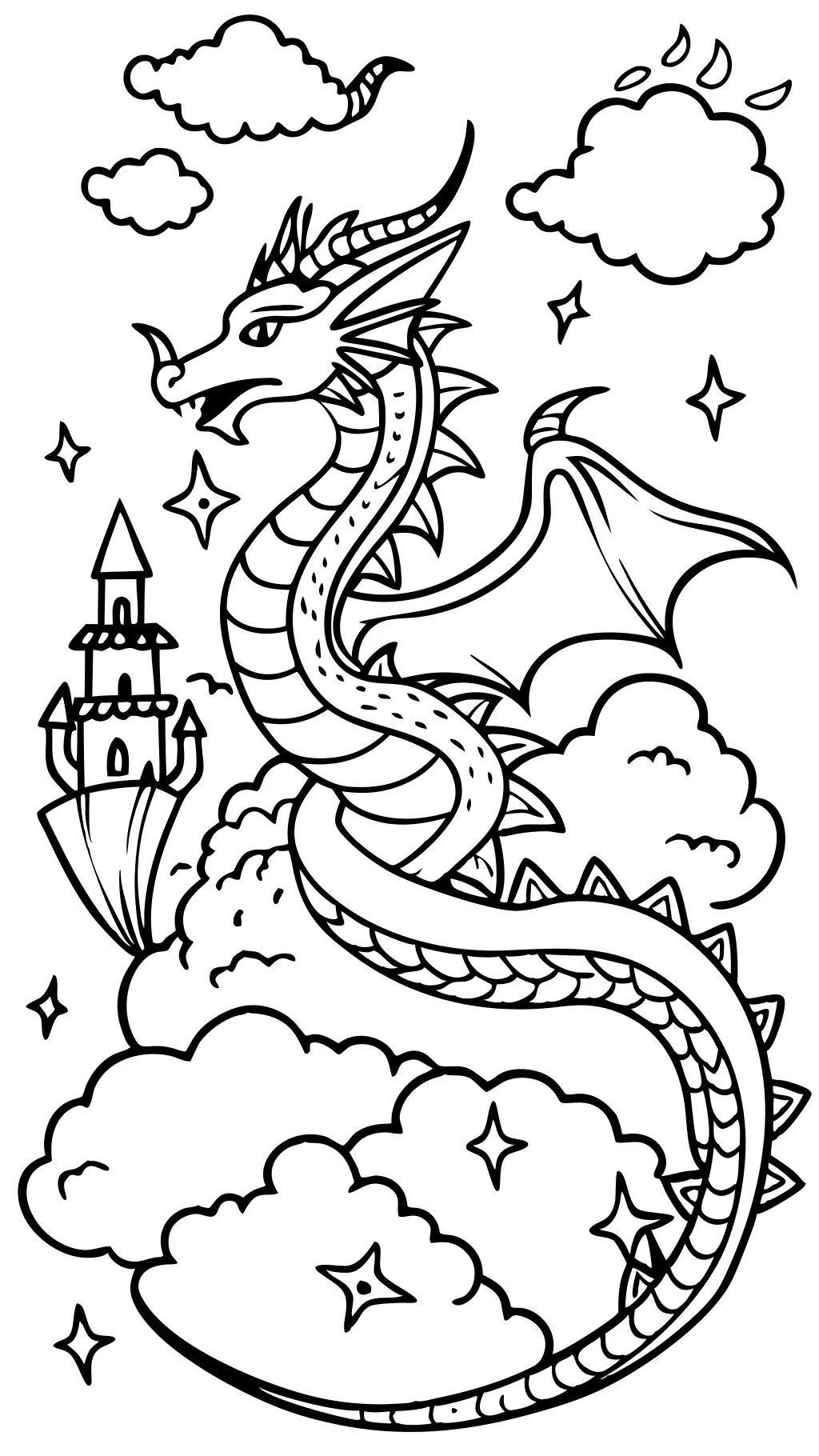 Páginas para colorear para adultos de los dragones